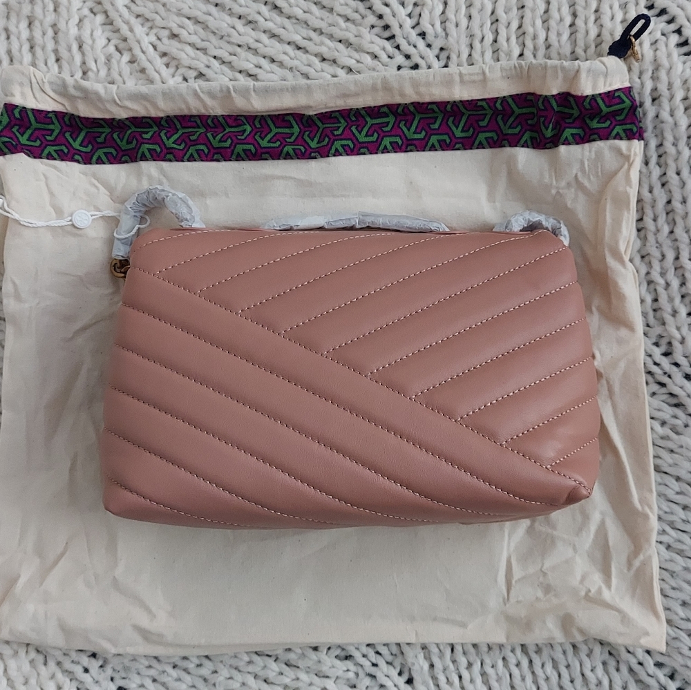 TORY BURCH New Kira Chevron Small Convertible Shoulder Bag - Pink - Picture 13 of 16